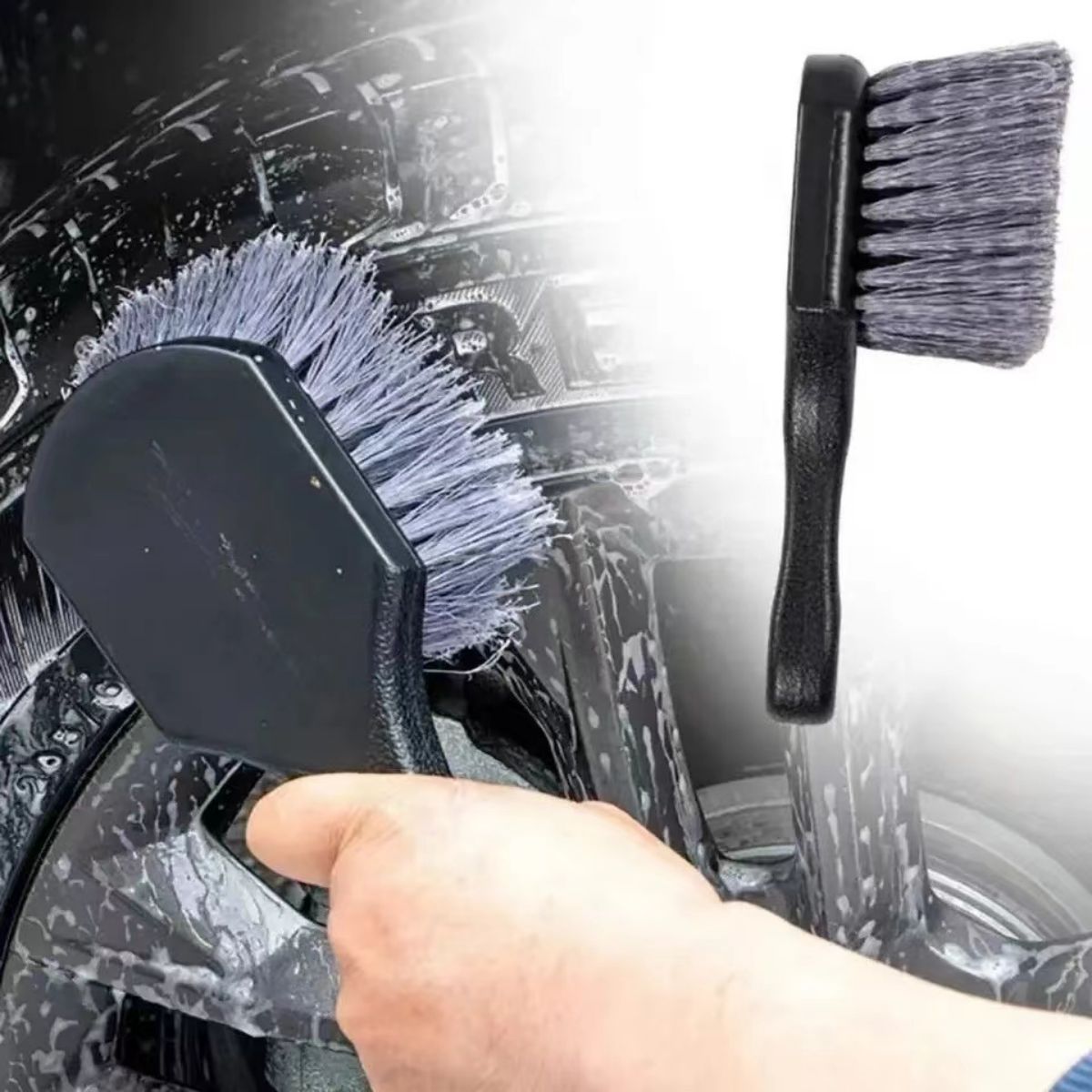 Car Cleaning Brush - مجموعة فرش تنظيف عجلة السيارة ،